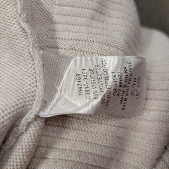 Cream Ribbed Knit Sweater Tunic Length Split Hem XL - Picture 5 of 5